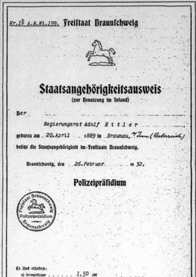 Ausweisbetrug Adolf Hitler